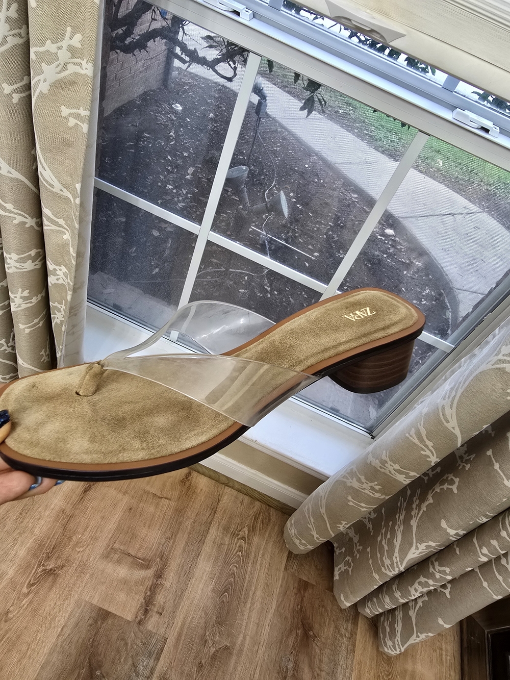 Zara Clear Strap Tan Block Heel Sandals - Picture 7 of 10